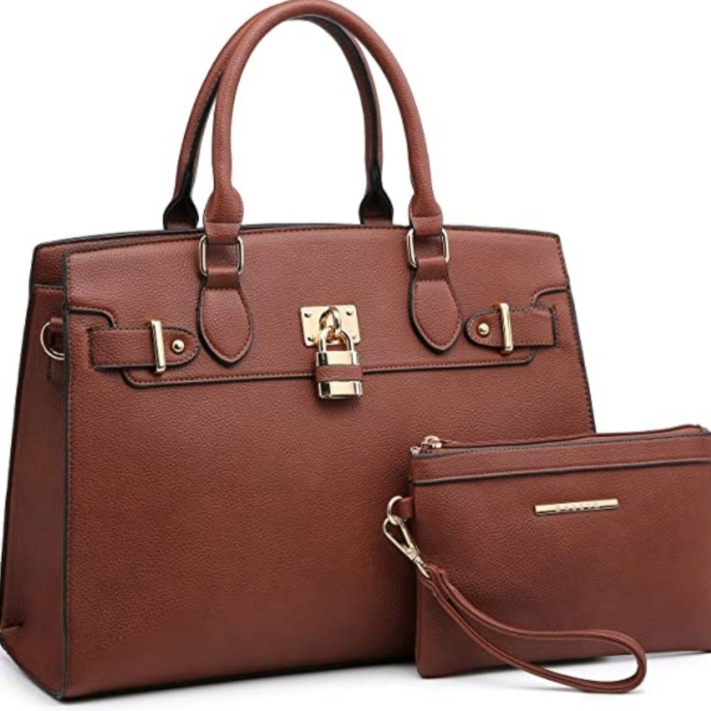 NEW Dasein satchel, tote w/ clutch,coffee,PU leather,